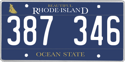 RI license plate 387346