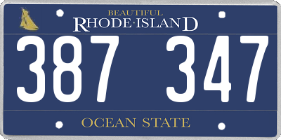 RI license plate 387347