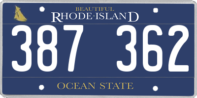 RI license plate 387362