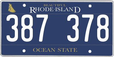 RI license plate 387378