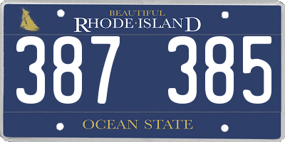 RI license plate 387385