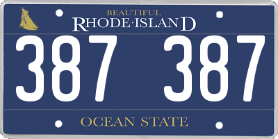 RI license plate 387387
