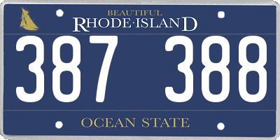 RI license plate 387388