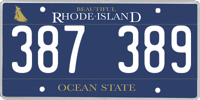 RI license plate 387389