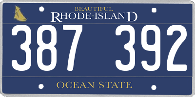 RI license plate 387392