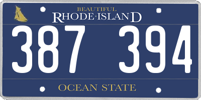 RI license plate 387394
