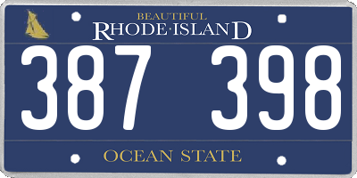 RI license plate 387398