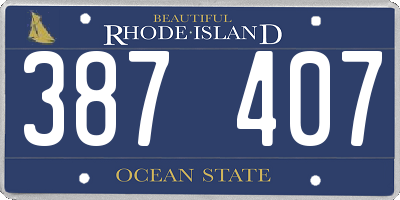 RI license plate 387407