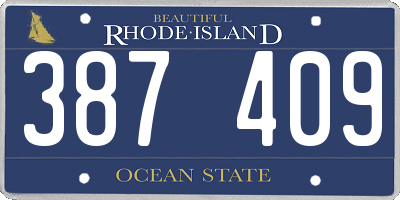 RI license plate 387409
