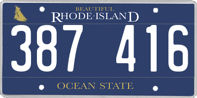 RI license plate 387416