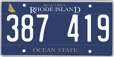 RI license plate 387419