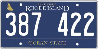 RI license plate 387422
