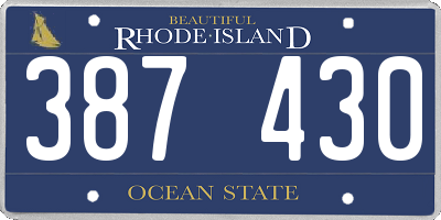 RI license plate 387430