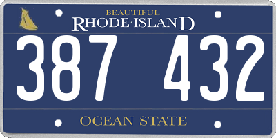 RI license plate 387432