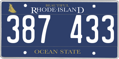 RI license plate 387433