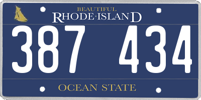 RI license plate 387434