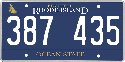 RI license plate 387435
