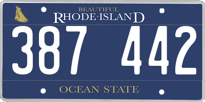 RI license plate 387442