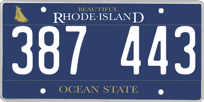 RI license plate 387443