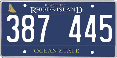 RI license plate 387445