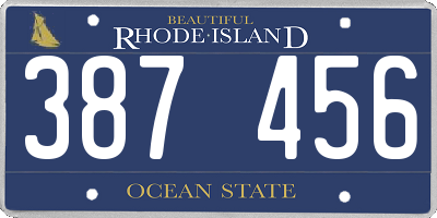 RI license plate 387456