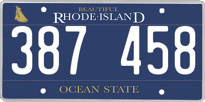 RI license plate 387458