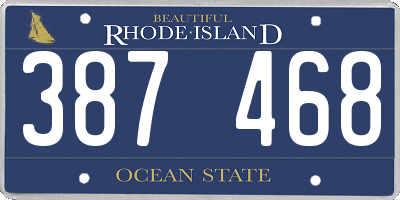 RI license plate 387468