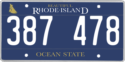 RI license plate 387478