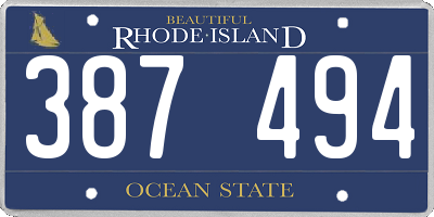 RI license plate 387494