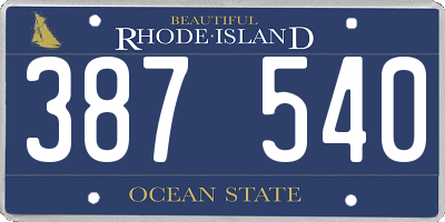 RI license plate 387540