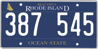 RI license plate 387545
