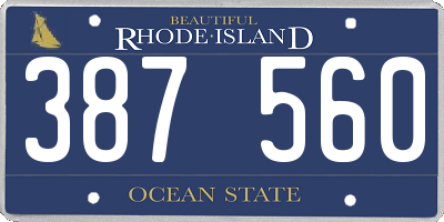 RI license plate 387560