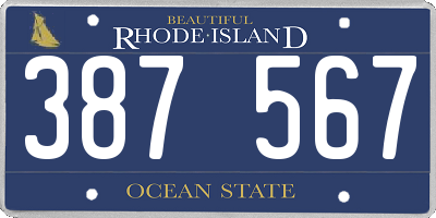 RI license plate 387567