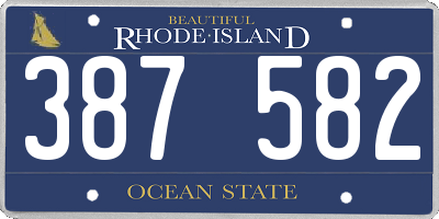 RI license plate 387582