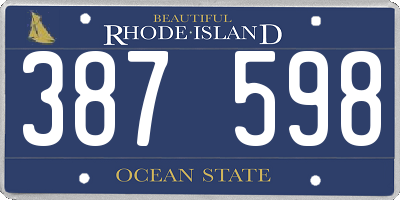 RI license plate 387598