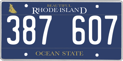 RI license plate 387607