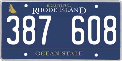 RI license plate 387608