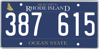 RI license plate 387615