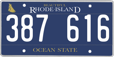 RI license plate 387616