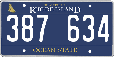 RI license plate 387634