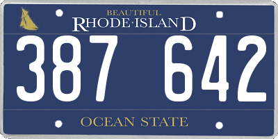 RI license plate 387642