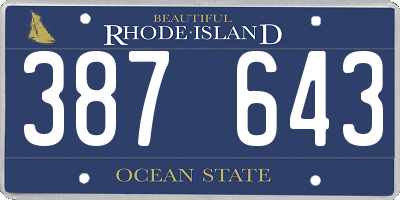 RI license plate 387643