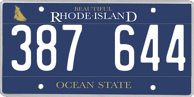 RI license plate 387644