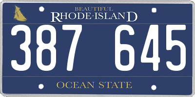 RI license plate 387645