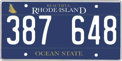 RI license plate 387648