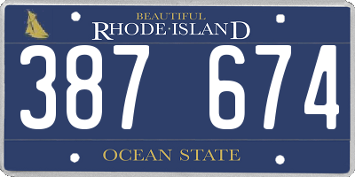 RI license plate 387674