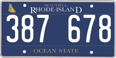 RI license plate 387678