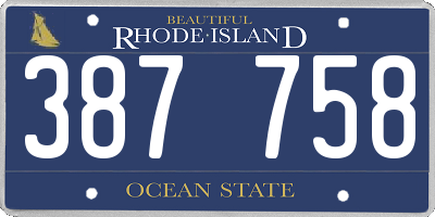 RI license plate 387758
