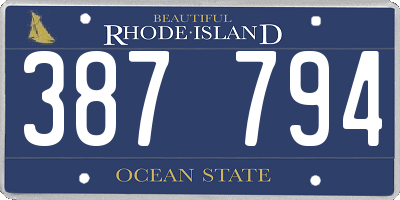 RI license plate 387794