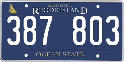 RI license plate 387803